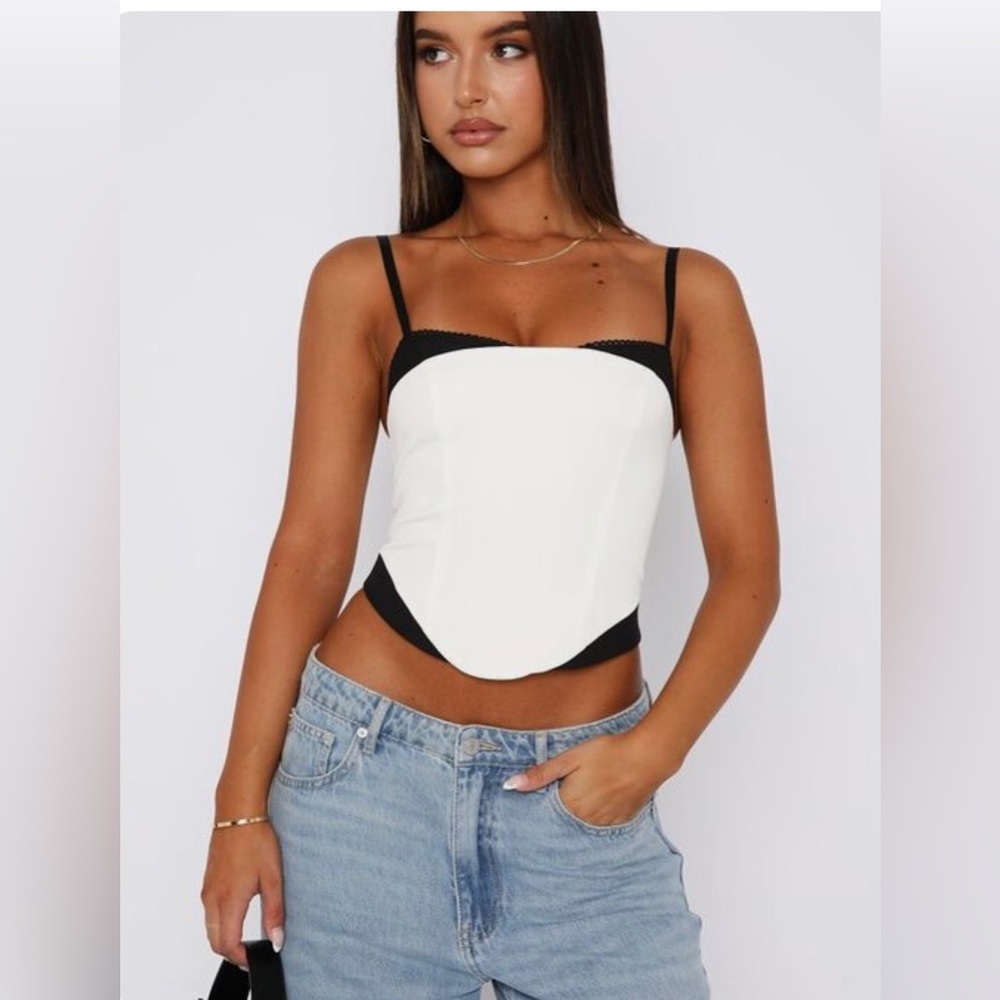 White fox corset top